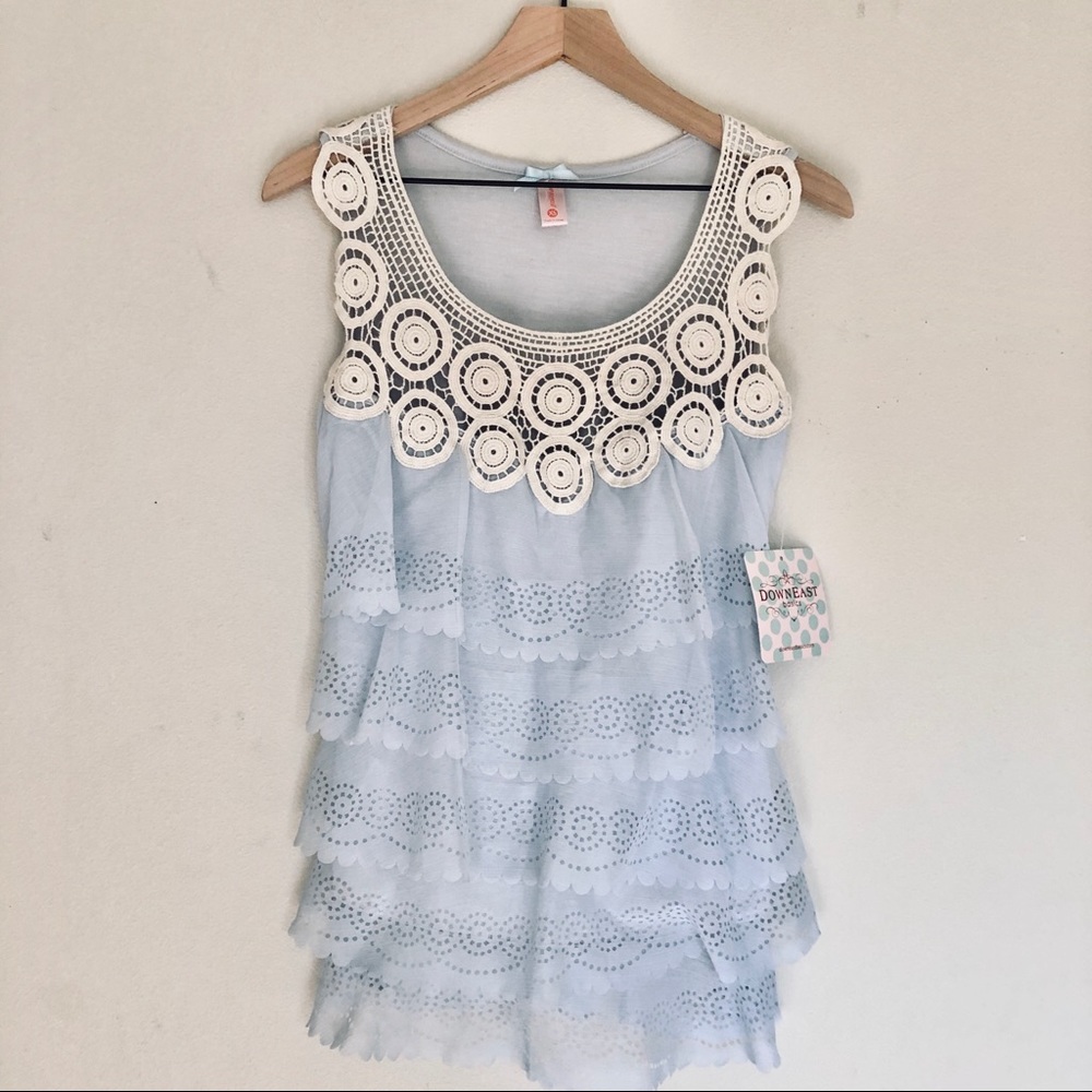 💋NWT DownEast lace layer tank sz XS